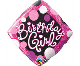 Μπαλόνι Φοιλ 18" Diamond Birthday Girl Pink & Black /46 εκ Φουσκωμένο Με Ήλιον